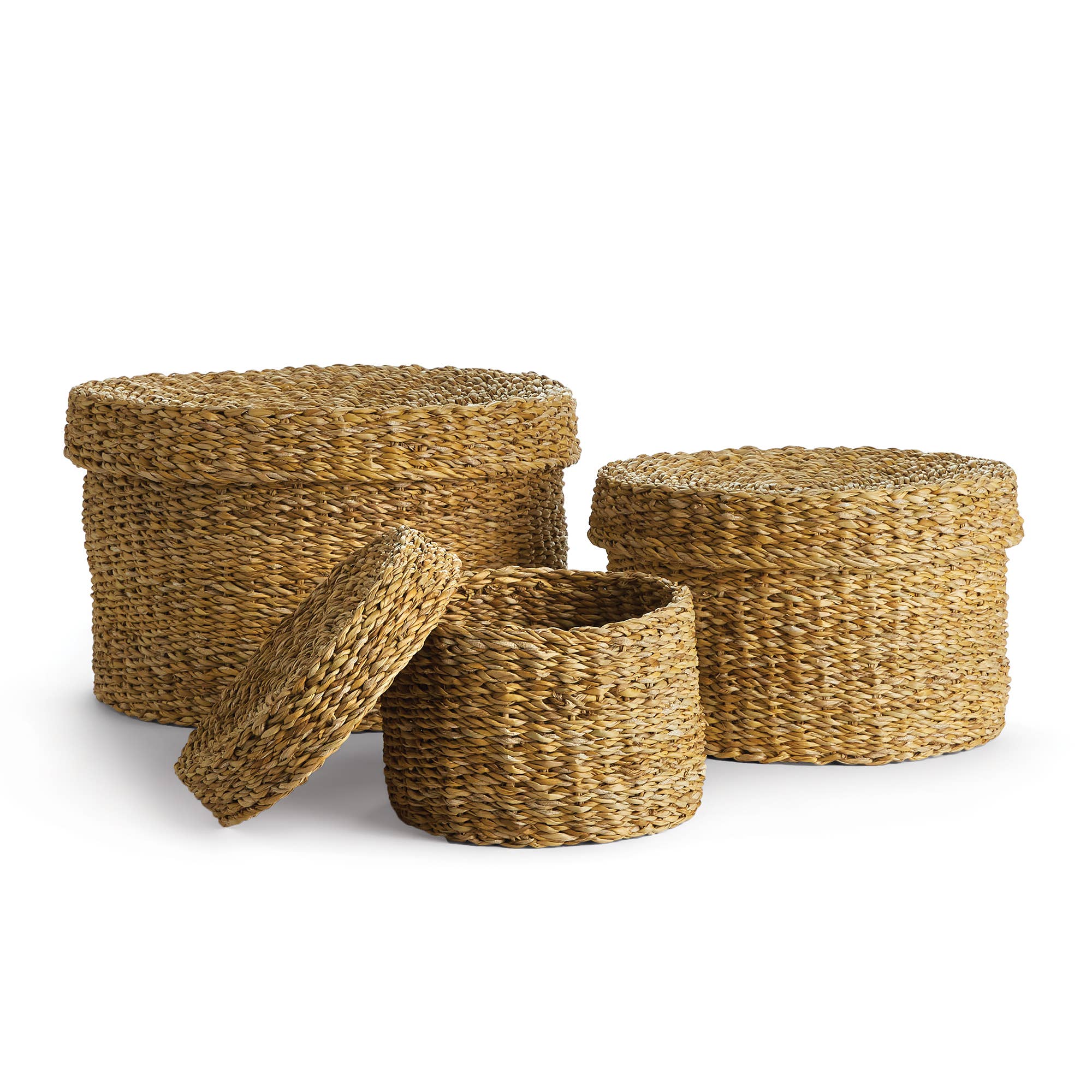 Seagrass Round Lidded Baskets