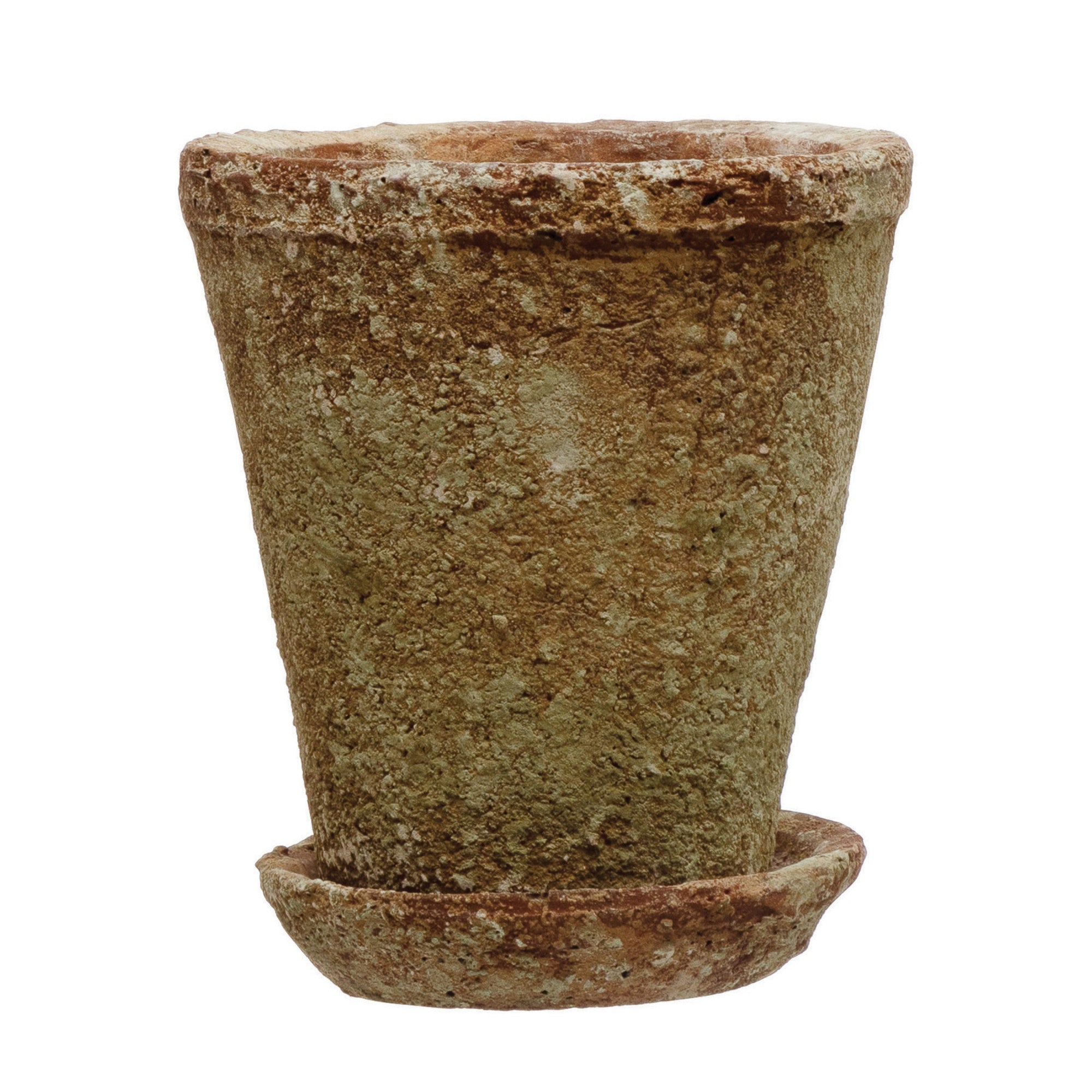 Cement Planter with Saucer -Small - 5 1/4"