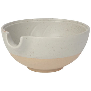 Ceramic bowl with speckled texture on a white background