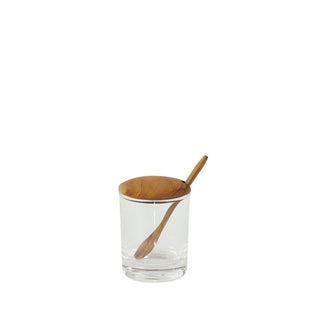 Glass Mini Cellar with Teak Lid & Spoon