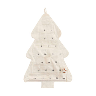 Tree-shaped Advent calendar with numbers on a white background