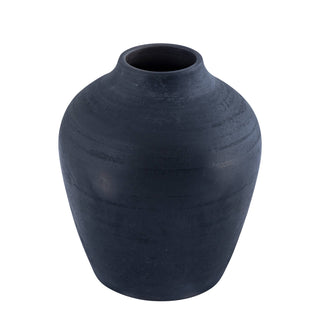 Black ceramic vase on a white background