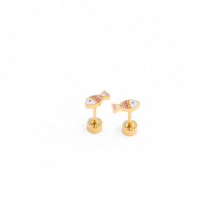 Fish Stud Earrings - Hypoallergenic, Flat Back