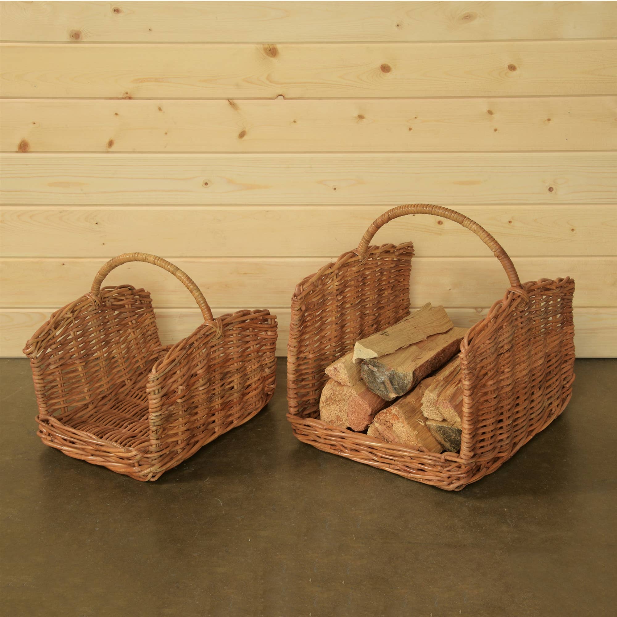 Monterey Rattan Log Basket, Rustique Honey