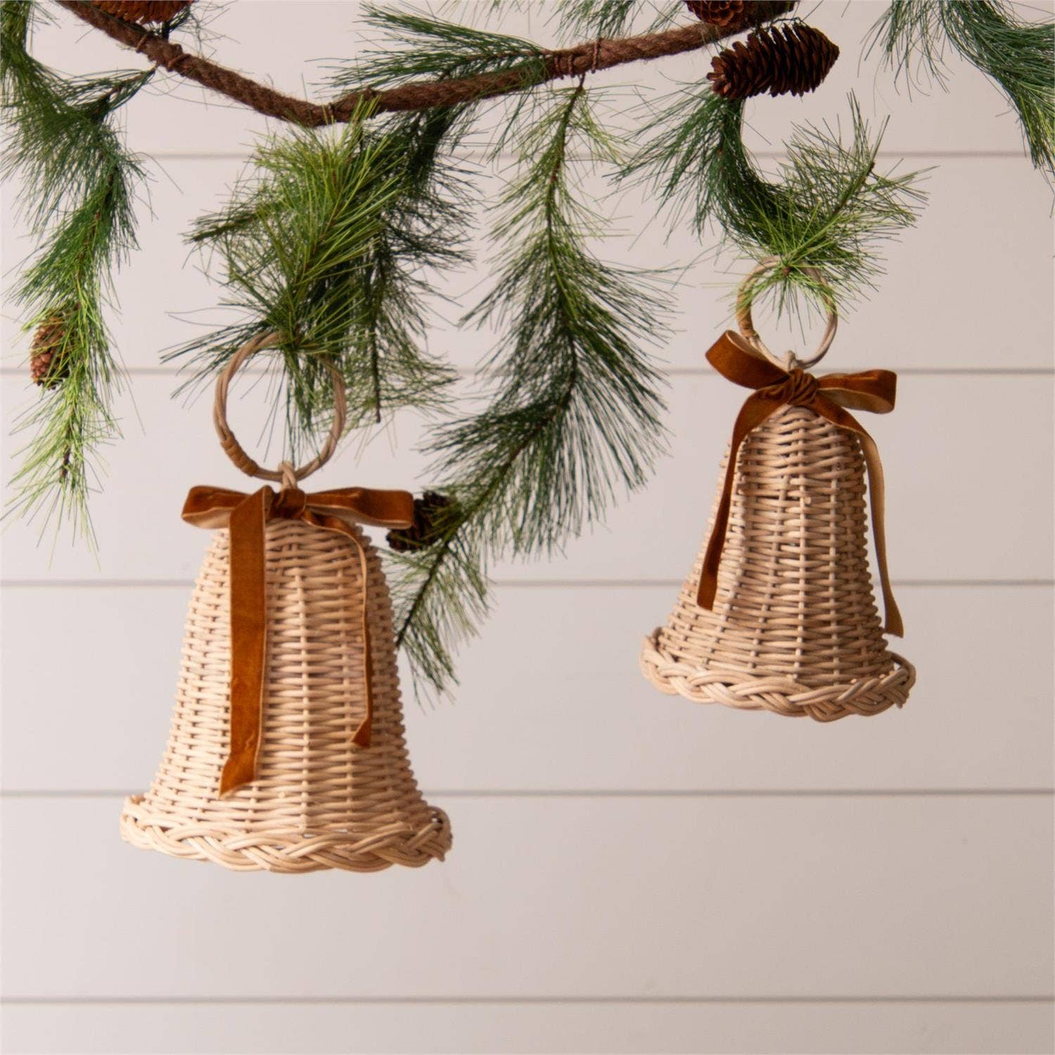 Woven Rattan Bells, Set of 2