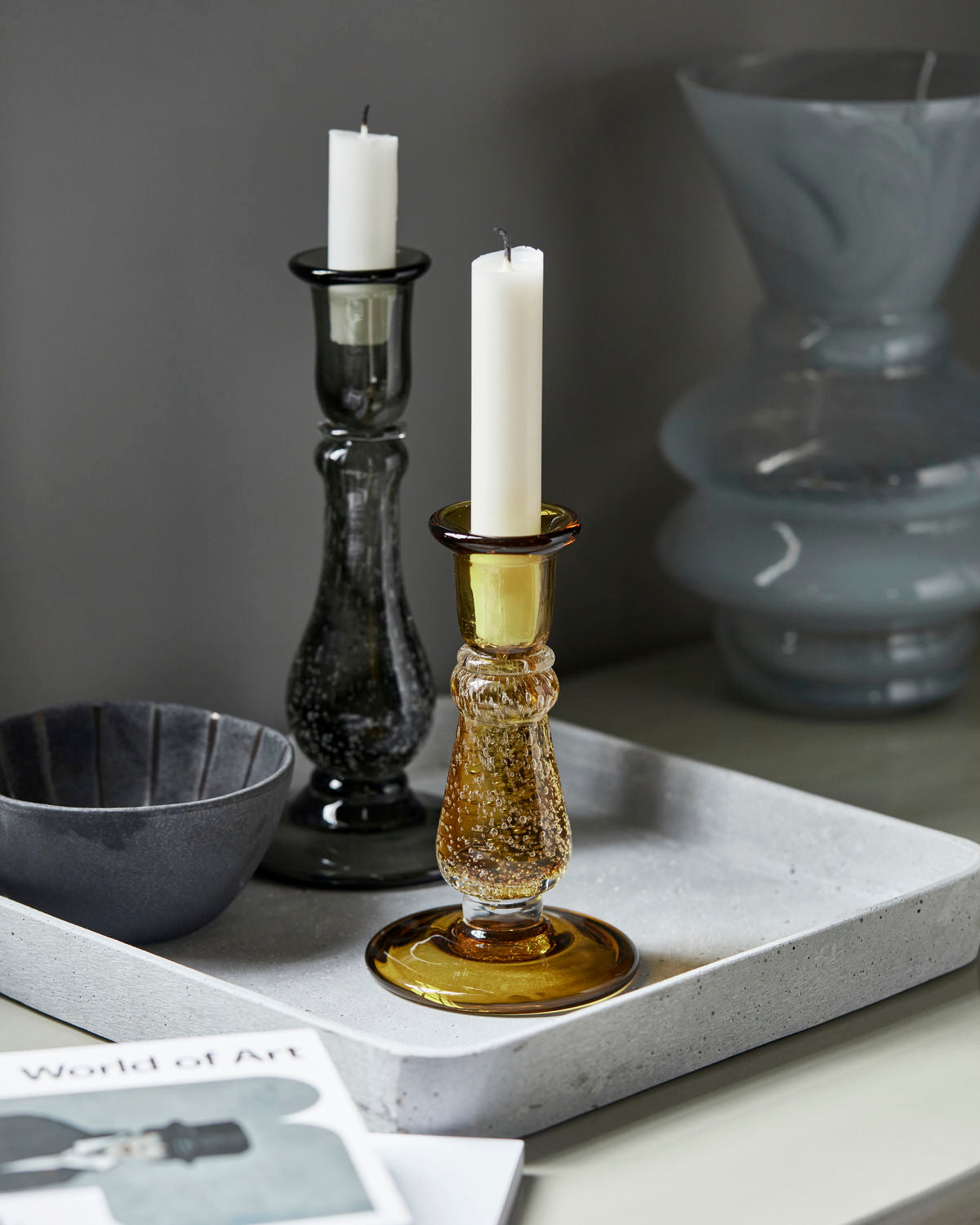 Glee Candle Holder - Amber -Medium - FORD + ELM