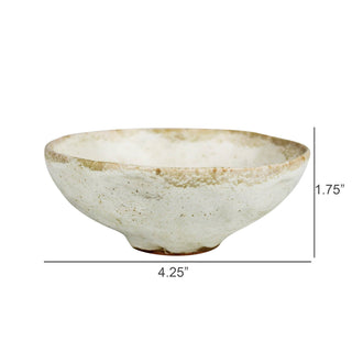 Ceramic bowl with dimensions on a white background