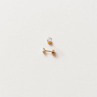 Diamond Stud Earrings - Hypoallergenic, Flat Back