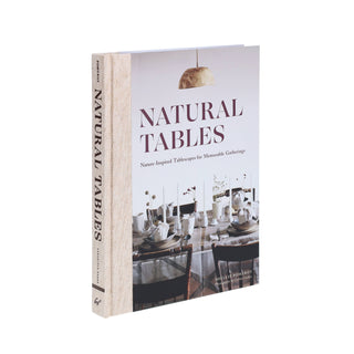 Book titled 'Natural Tables' with a cover featuring images of tables and chairs.