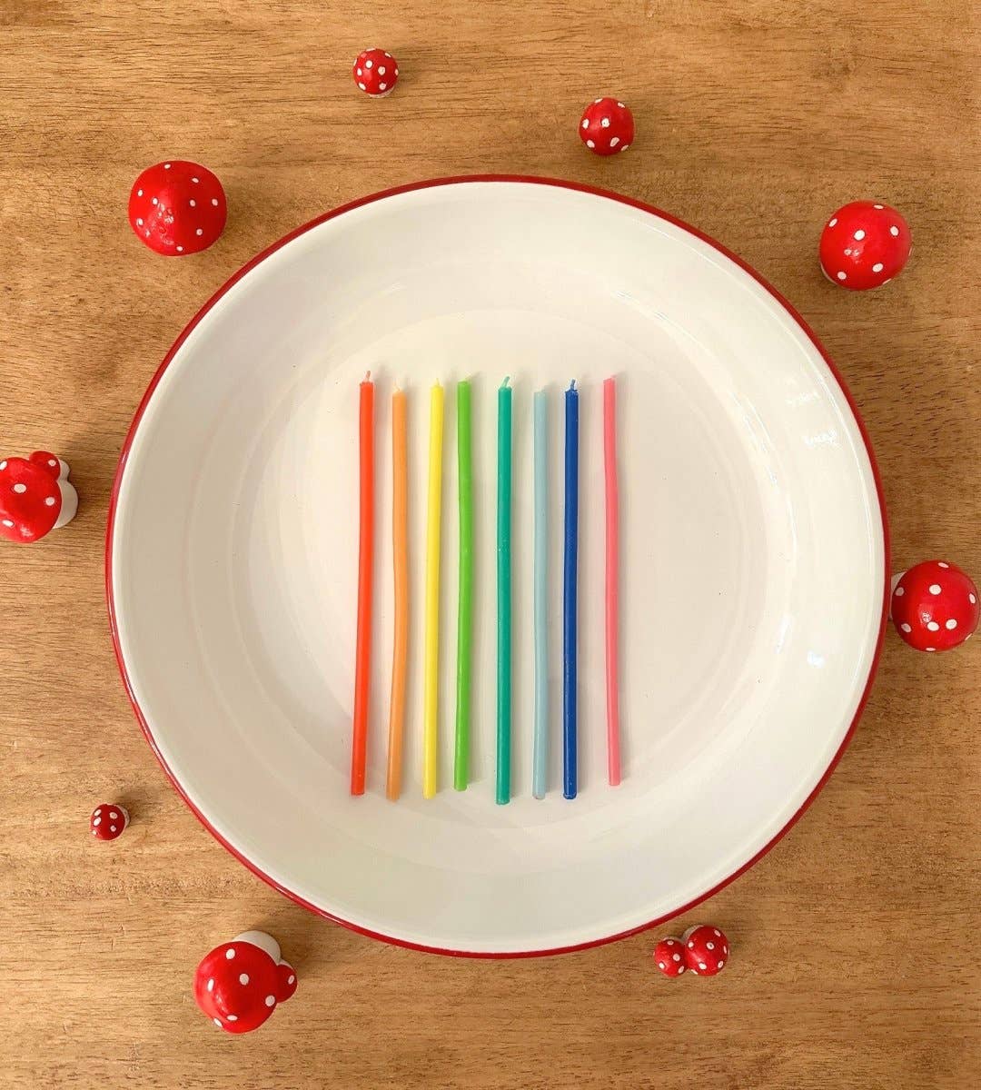 Rainbow Beeswax Birthday Candles, Set of 8 - FORD + ELM