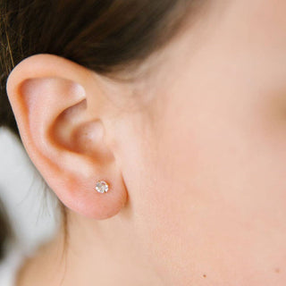 Diamond Stud Earrings - Hypoallergenic, Flat Back