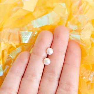 Pearl Stud Earrings - Hypoallergenic, Flat Back