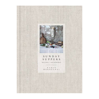Book cover of 'Sunday Suppers' with a textured beige background