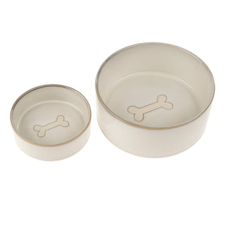 Small Pottery Pet Bowl - White