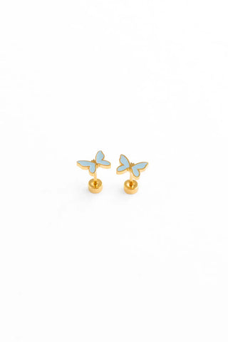 Enamel Butterfly Stud Earrings - Hypoallergenic
