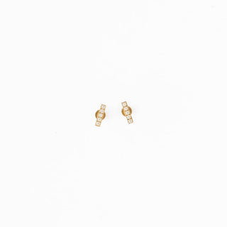 Diamond Bar Stud Earrings - Hypoallergenic, Flat Back