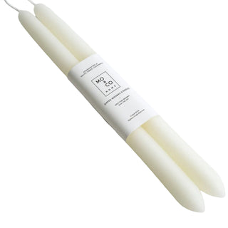 White Dipped Beeswax Taper Candle 10"