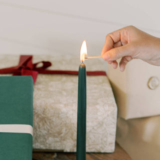 Forest Green Dipped Beeswax Taper Candle 10"