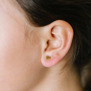 Heart Stud Earrings - Hypoallergenic, Flat Back