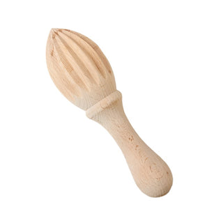 A handcrafted beechwood lemon reamer with a smooth finish and characteristic wood grain.