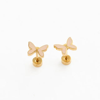 Enamel Butterfly Stud Earrings - Hypoallergenic