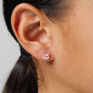 Stacked Books Stud Earrings