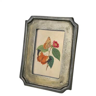 Decorative frame with a butterfly and flower illustration on a white background