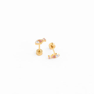 Fish Stud Earrings - Hypoallergenic, Flat Back