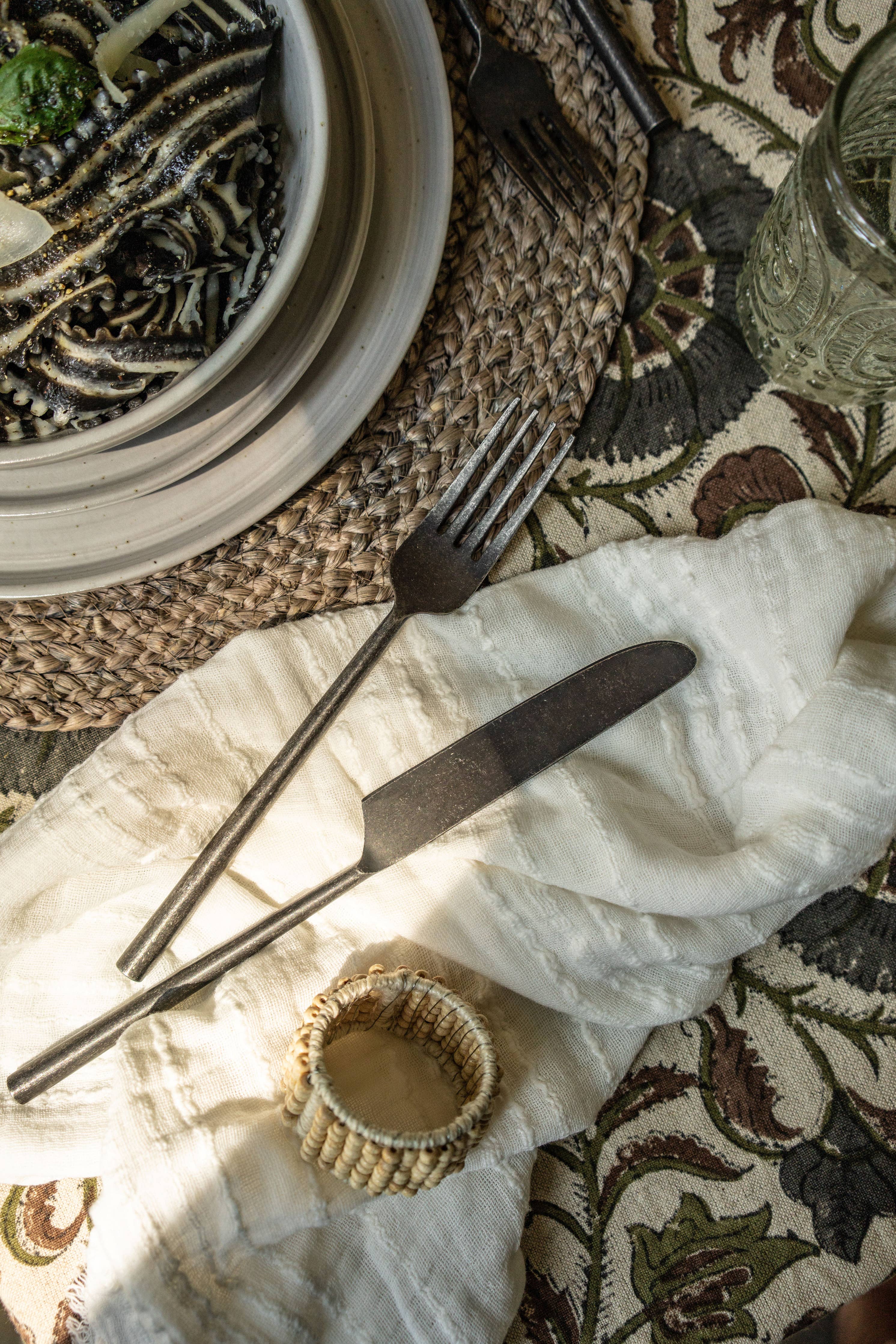 Tides Flatware Tumbled Black, Set of 5 - FORD + ELM