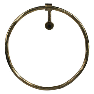 Bronze ring with a cylindrical component on a white background