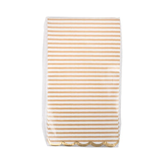 Roll of gold striped paper on a white background
