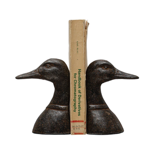 Cast Iron Duck Head Bookends, Distressed Black, Set of 2 - FORD + ELM