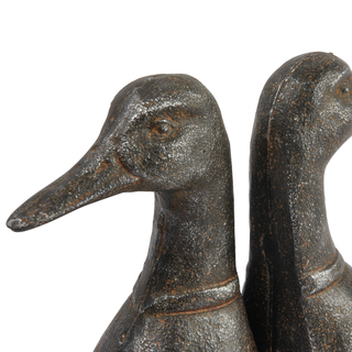 Cast Iron Duck Head Bookends, Distressed Black, Set of 2 - FORD + ELM
