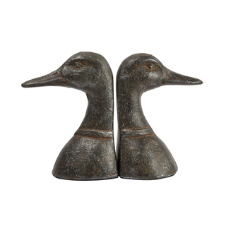 Cast Iron Duck Head Bookends, Distressed Black, Set of 2 - FORD + ELM