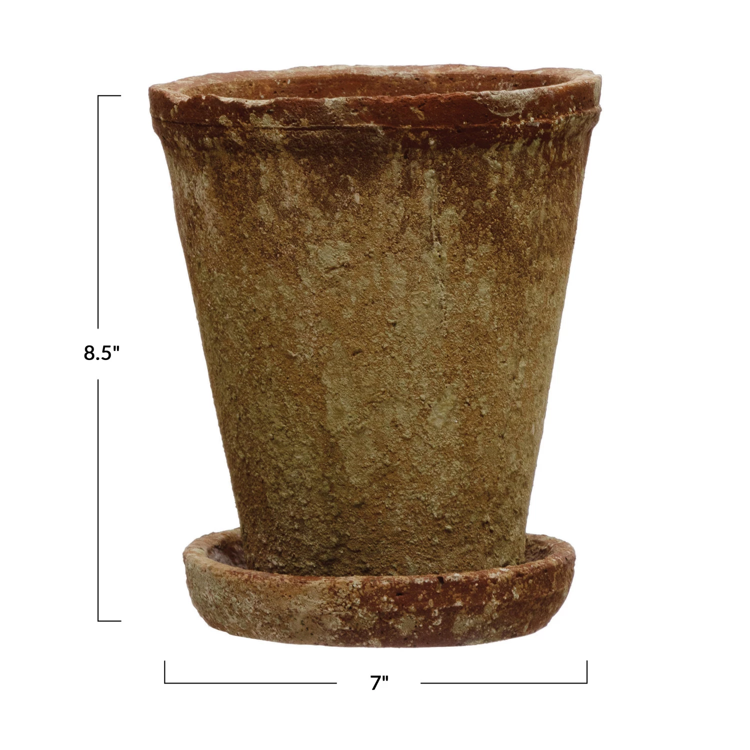 Cement Planter with Saucer - Medium - 7" - FORD + ELM