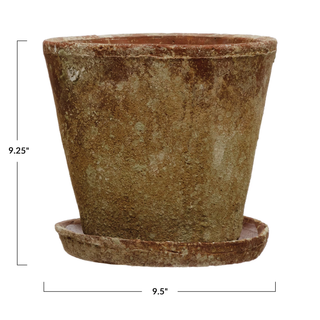 Cement Planter with Saucer- Large  -9 1/2" - FORD + ELM