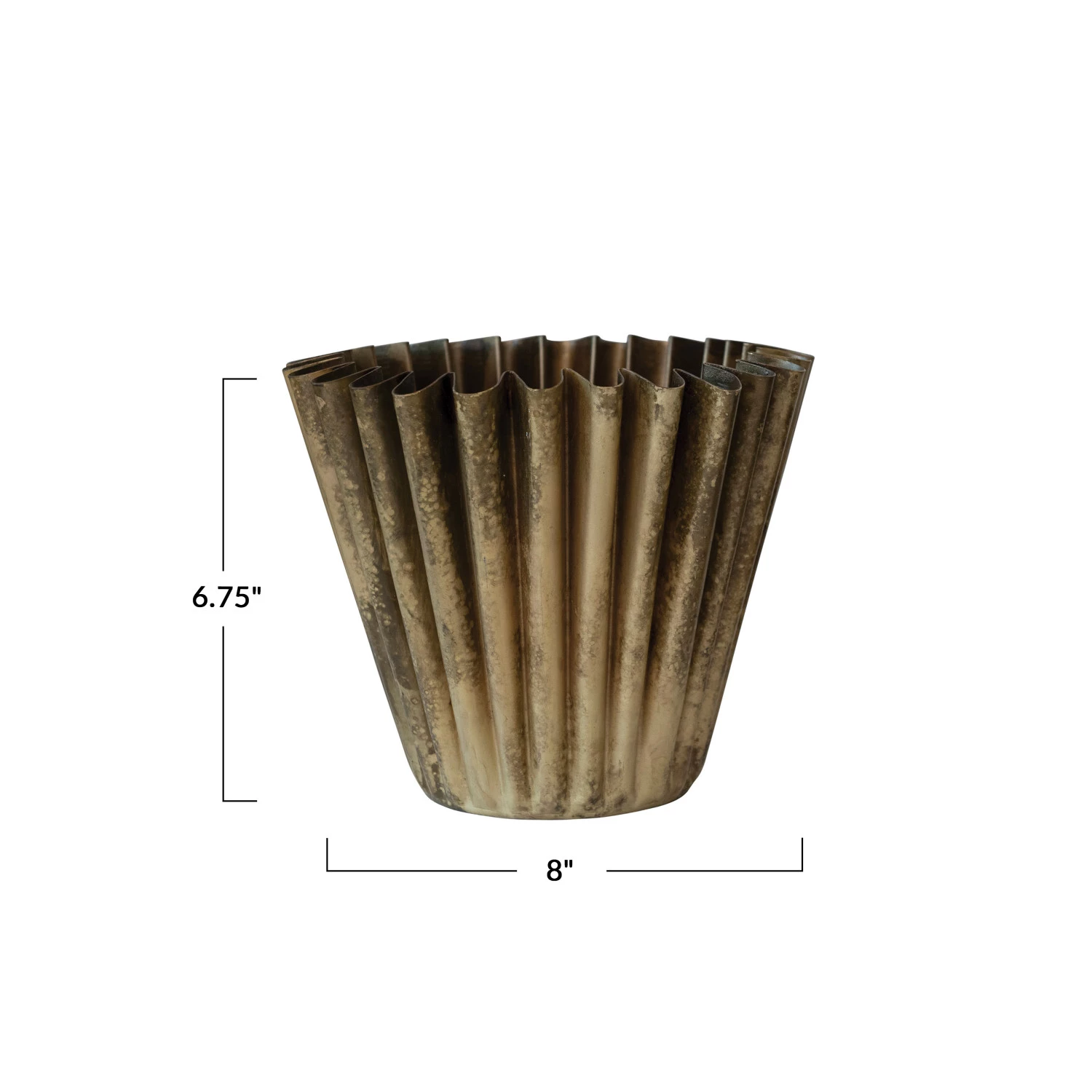 Fluted Metal Planter, Brass Finish - FORD + ELM