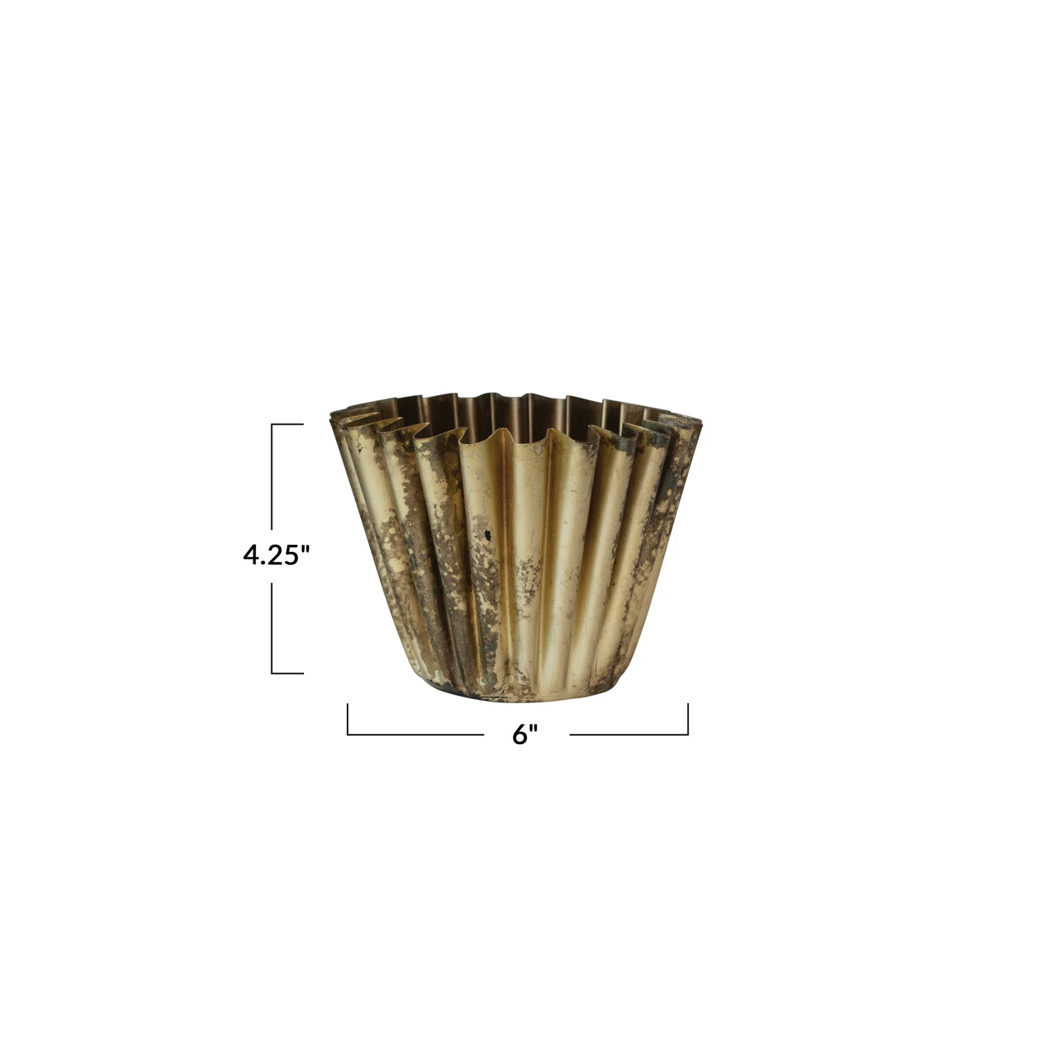 Fluted Metal Planter, Brass Finish - FORD + ELM