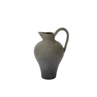 Gray ceramic pitcher on a white background