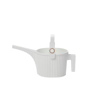 White watering can with a handle on a white background