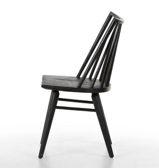 Black wooden chair on a white background