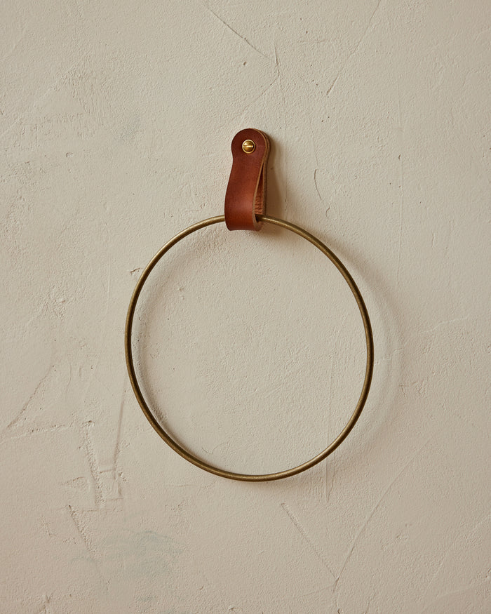 Brass + Leather Towel Ring/Holder
