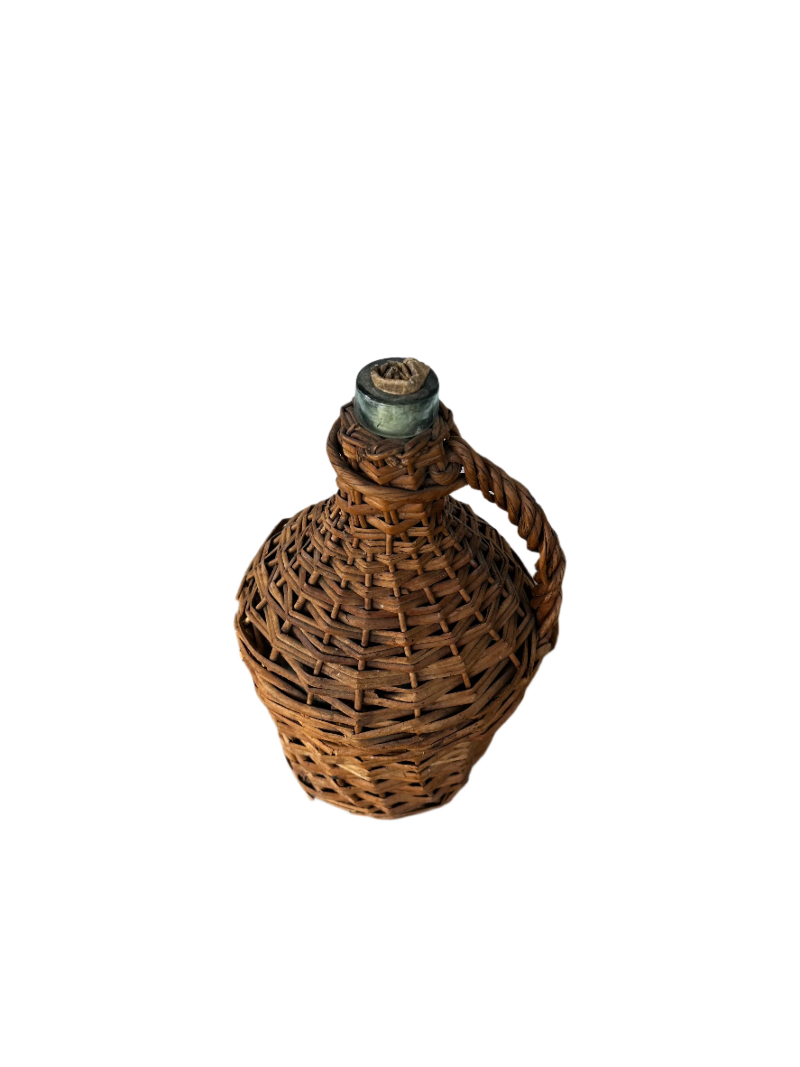 Vintage Wicker Demijohn Wine Bottle