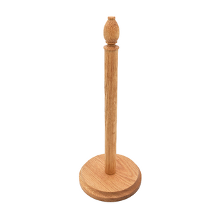 Wooden paper towel holder on a white background