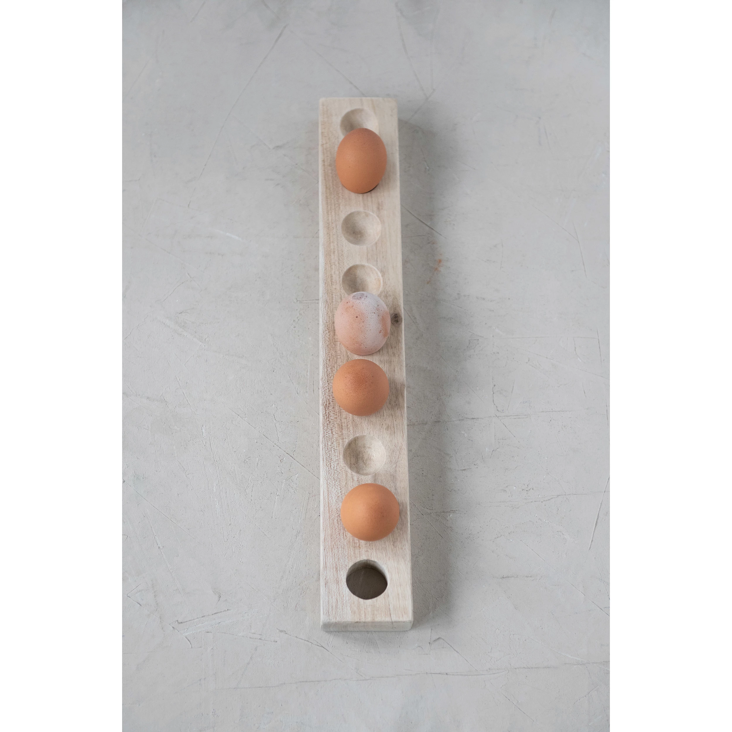 Mango Wood Egg Holder with Handle, Holds 8 Eggs