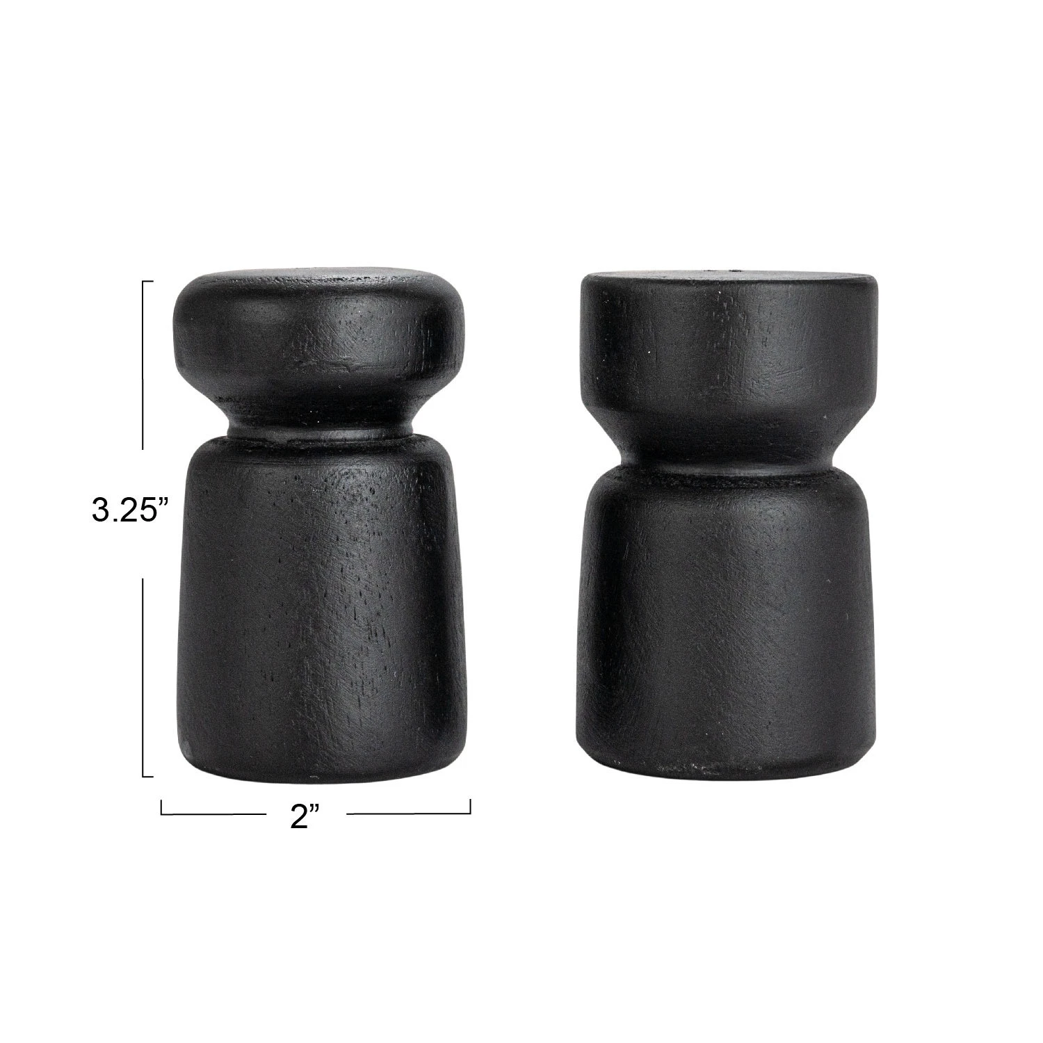 Mango Wood Salt & Pepper Shakers, Black, Set of 2 - FORD + ELM