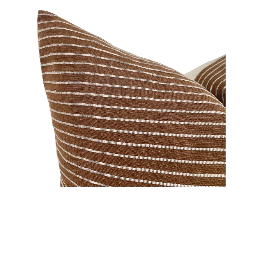 Pillow - Brown Rust and Cream Striped Pillow Cover 22X22