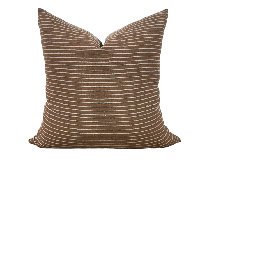 Pillow - Brown Rust and Cream Striped Pillow Cover 22X22