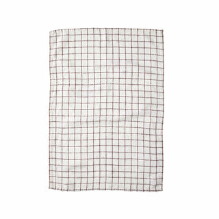 Graphic Check Linen Tea Towel, Earth