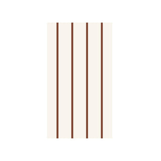 A rectangular cream-colored fabric or material sample with five evenly spaced vertical brown stripes, centered on a plain white background.